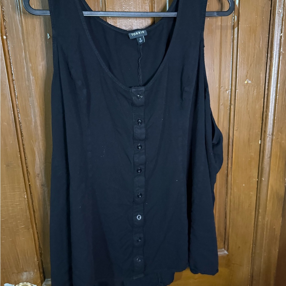 Torrid Black Relaxed Buttoned Tank Top